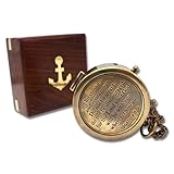 US HANDICRAFTS Second Star to The Right Engraved Brass Compass with Wooden Case – J.M. Barrie Peter Pan Inspired Nautical Gift, Adventure Keepsake, Decorative Collectible for Travelers and Dreamers