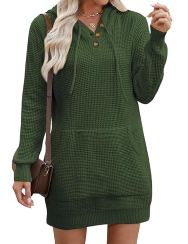 CiCiBird Women Fall Sweater Dress Knit V Neck Pullover Casual Long Sleeve Short Dresses with Pockets