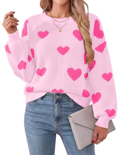 Image of Libsorge Womens Valentine Heart Sweater 2026 Valentines Day Trendy Cute Oversized Long Sleeve Pullover Sweaters