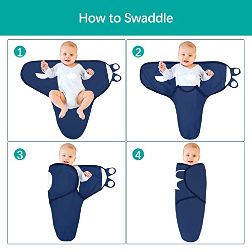Image of Biloban Baby Swaddles 0-3 Months for Boy Girls, Baby Swaddle | Newborn Swaddle, Cotton Swaddle Blanket, Newborn Essentials, Grey & Navy, 2 Pack