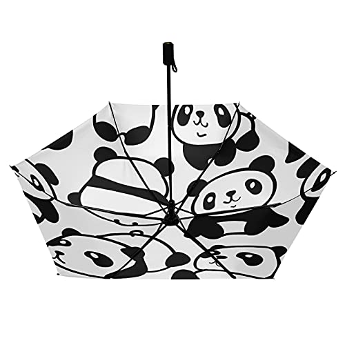 Parapluie pliable compact résistant aux UV motif panda noir blanc portable