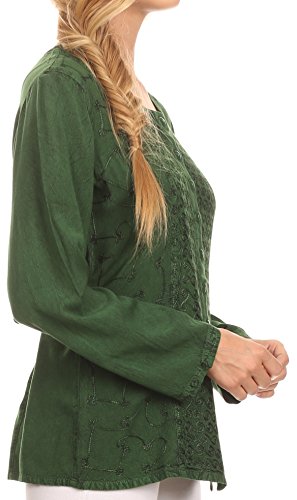 Sakkas Fedella Deep Scoop Neck Long Sleeve Blouse Top with Adjustable Back Straps3