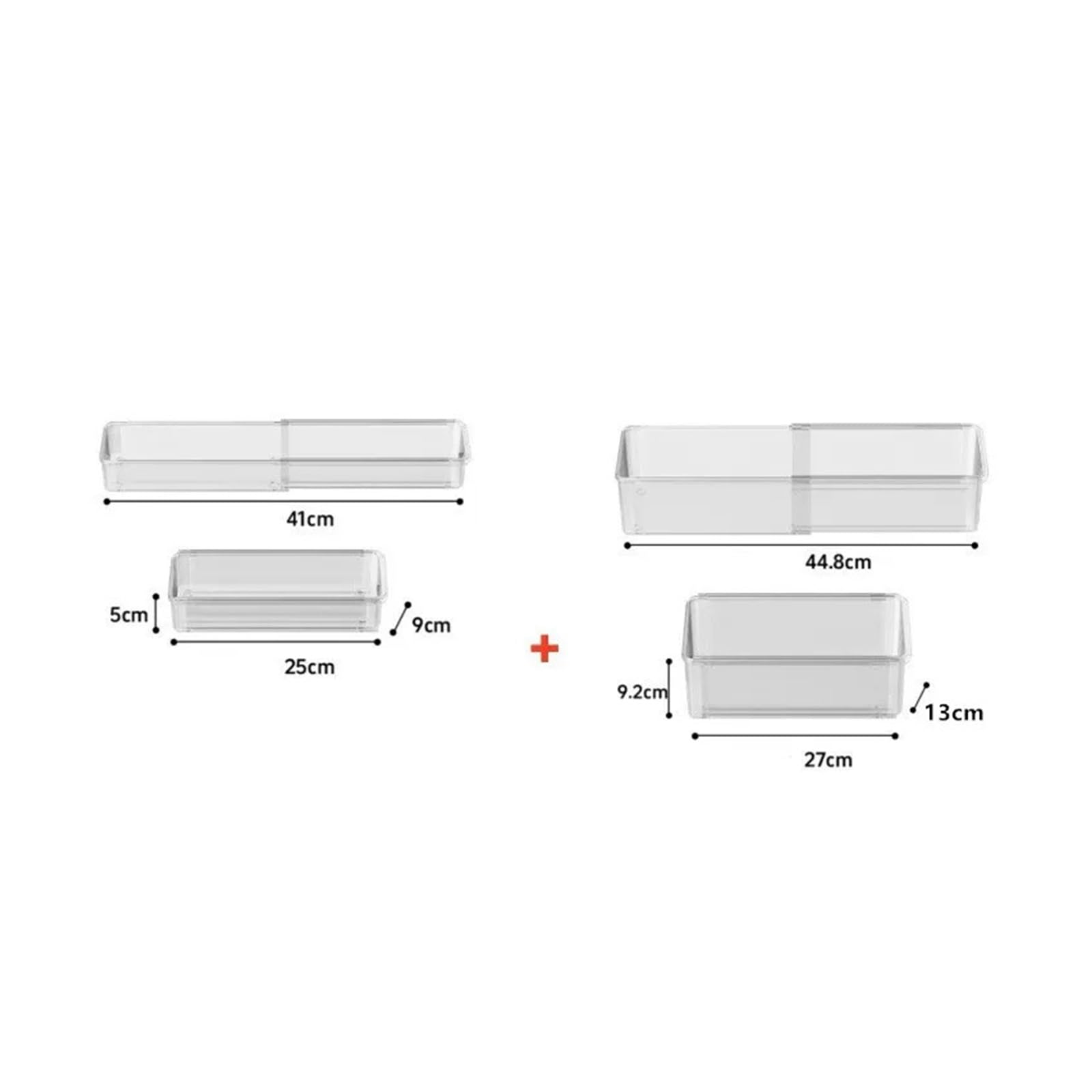 Generico Cassetto trasparente a scomparsa for utensili da cucina domestici, bacchette, cucchiai, divisori, stazione multifunzionale(Small-2pcs)