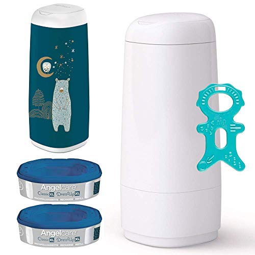 Angelcare® Dress-Up XL Starter-Set: Windeleimer + 2 Nachfüllkassette + Dress-Up Bezug XL Snow Bear