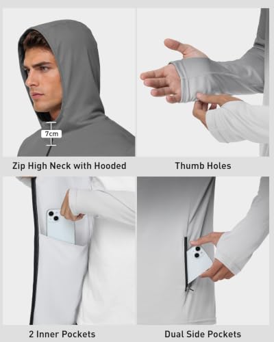 Image of Roadbox Men's UPF 50+ Zip Up Sun Hoodie, UV Protection Lightweight Jacket