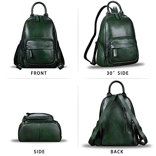 IVTG Genuine Leather Backpack for Women Vintage Handmade Satchel Knapsack Retro Leather Rucksack Designer Daypack (Green)4