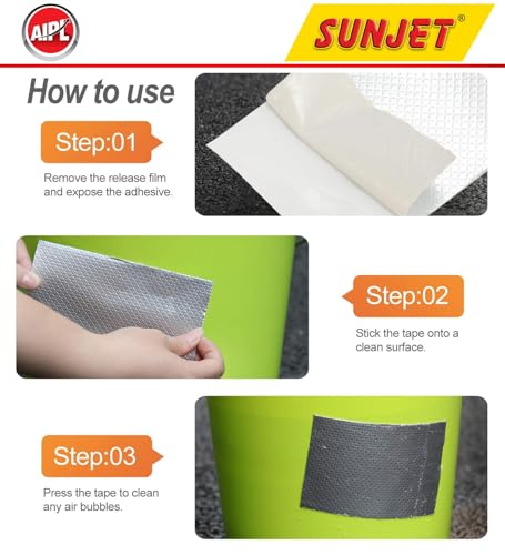 Image of AIPL Sunjet Butyl Tape Waterproof Tape, 50MM x 5 Meter, Aluminum Foil Tape Butyl Sealant Tape for RV Repair, Window, Silicone, Boat and Pipe Sealing, Glass & EDPM Rubber Roof Patching, Silver.