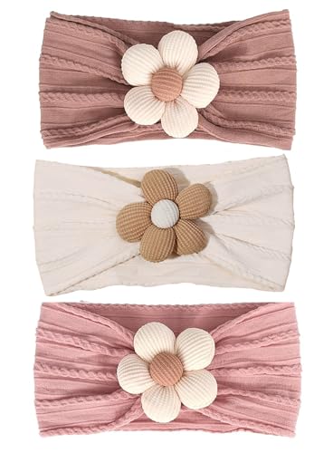 Image of XuoAz Baby Girls Bow Flora Headband Baby Turban Knotted Elastic Headwrap for Newborn Infant Toddler Hair Accessories