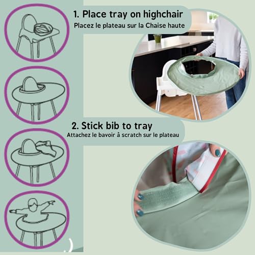 Miniatura 6 de Tidy Tot Kit De Bandeja De Destete Tapete Que Se Acopla Directamente A La Trona Y Babero Con Mangas, Ideal Para Evitar Engorros En Las Comidas