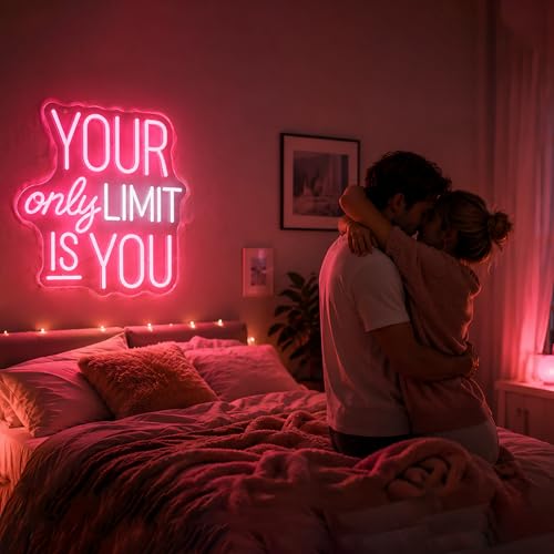 Image of Your Only Limit Is You Neon Sign for Wall Decor Positive Light Up Sign Inspiration Led Signs for Room Party Home Motivational Wall Decor USB Powered