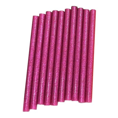Tachiuwa 10 Pieces Hot Melt Glue Sticks Glitter Mini Colored EVA General Repairs Cards Sealing Professional Suitable for DIY Art Craft Birthday, Rose Red