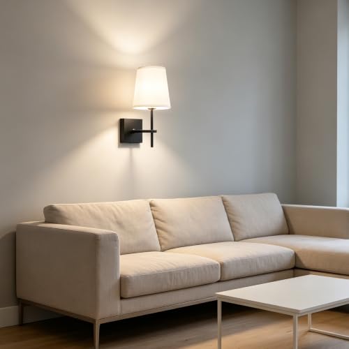 Apliques de pared LED con pantalla de tela y diseño de base redonda 7