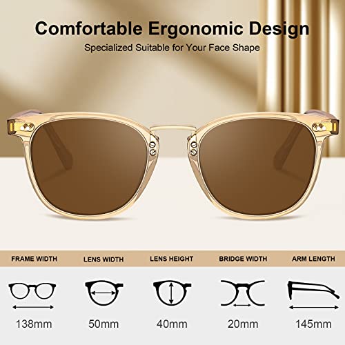 CARFIA Fashion Acetate Polarized Womens Sunglasses Small Face Retro Metal Bridge Sunnies CA50153