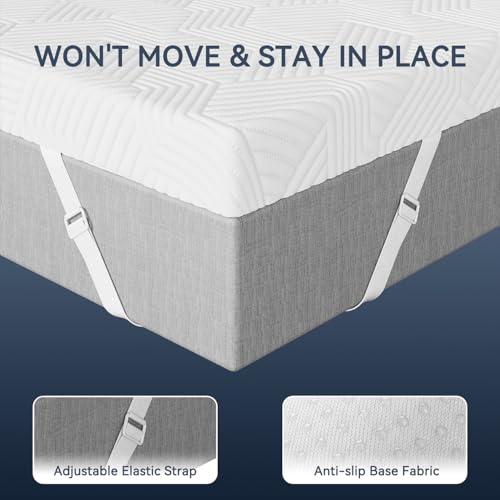 ELEMUSE 2 Inch Gel Memory Foam Mattress Topper King Size Pressure-Relieving Mattress Topper for Back Pain,Non-Slip Design with Removable & Washable Cover, CertiPUR-US - image 4