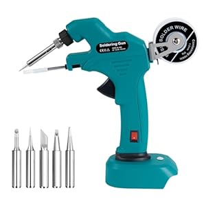 ONEVAN Soldeerbout accu voor Makita 18V, 30W soldeerbout soldeerpistool met 5 punten en soldeerdraad, draadloze soldeerboutset, soldering ijzer voor huishoudelijke apparaten, elektrische doe-het-zelf