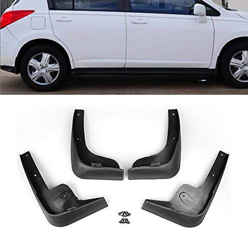 4X Durable Black ABS Mud Flaps Splash Guards Fender For Nissan Versa Tiida Latio 2007 2008 2009 2010