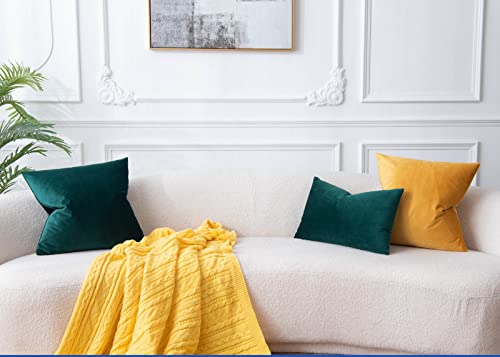 Image of JUSPURBET Velvet Decorative Throw Pillow Covers 14x14 Set of 2,Dark Green | Modern Soft Cushion Covers with Hidden Zipper for Couch Sofa Bed Living Room Bedroom Home Decor