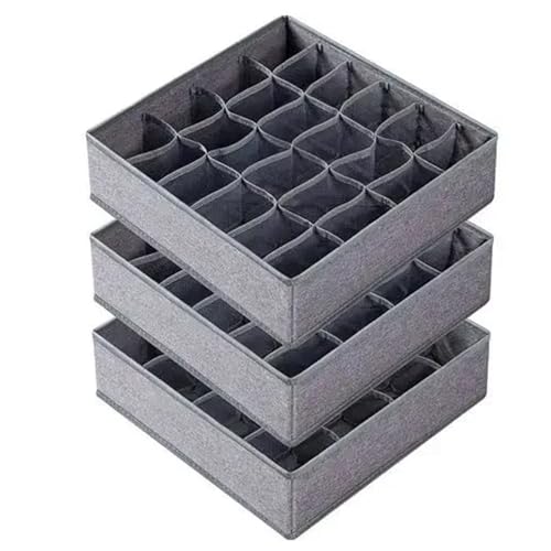 IUVYTA Caja organizadora ropa interior Paquete De 3 Divisores Organizadores Ropa Interior Calcetines Grises, Armario Plegables(3 packs (64 Cell))