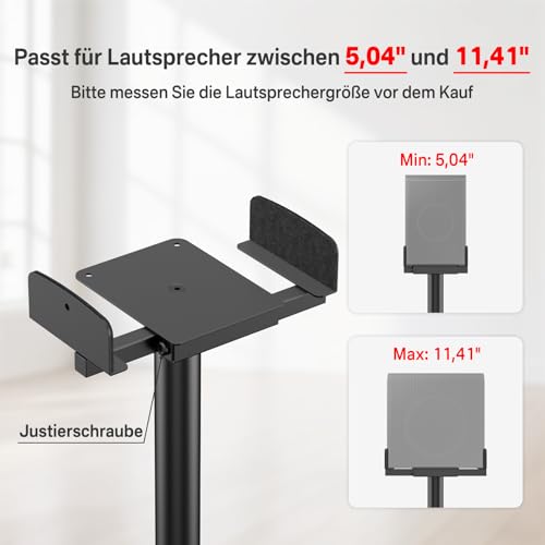 In hoogte verstelbare luidsprekerstandaard tot 95 cm – universele poten voor Edifier, KRK, Klipsch, Polk, Yamaha, Sony – robuuste surround sound luidsprekerstandaard met kabelmanagement. - Afbeelding 3
