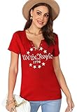 YI XIANG RAN American Flag Shirt Tops Womens 4th of July T-Shirts Ring Hole Short Sleeve V-Neck Patriotic Tees (Red3, X-Large)
