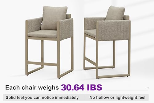 Image of PURPLE LEAF Counter Height Bar Stools Elliptical Leg Set of 4, Champagne