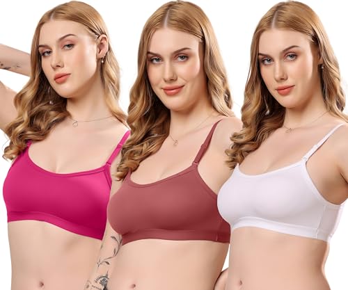 Image of London Hills Women's Cotton Sports Bra for Women Solid Bra Wireless & Non Padded Full Coverage Soft Hold Straps Super Combed Cotton Elastane Stretch Full Coverage Slip-On Active Bra