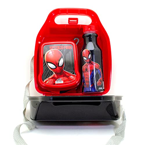 Kit Lancheira Escolar Infantil com Porta sanduiche e Garrafinha para Suco COR:Homem Aranha