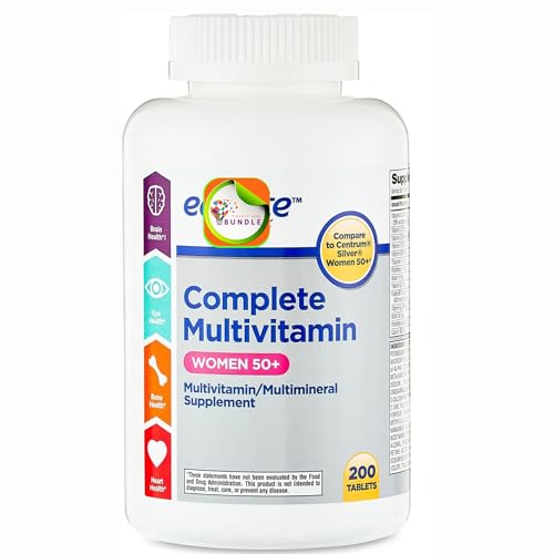 Equate Complete Multivitamin/Multimineral Supplement Tablets, Women 50+, 200 Count + Createandbundle Sticker