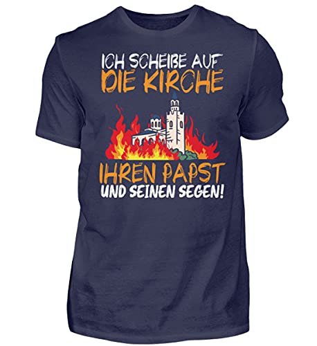 T-shirt allemand Ich scheiße auf die Kirche bleu foncé en coton taille L pour homme