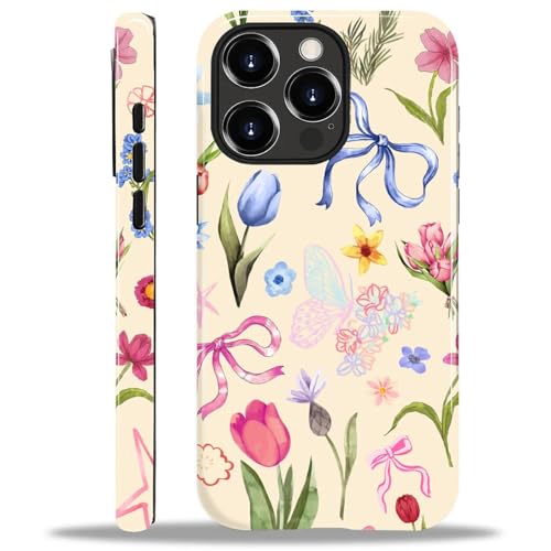 ilikediy for iPhone 15 Pro Max Case,HL2 Aesthetic Flower Preppy Collage Hybrid 2 Layer Hard Shell Silicone Protective Pattern Design Case