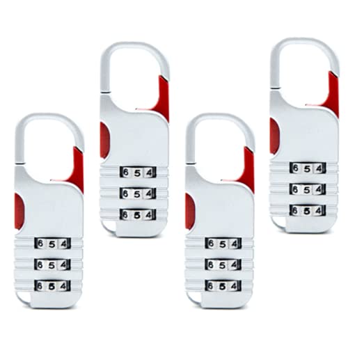 Image of Mini Password Padlock Keyless, 3-Digit Combination Code Lock for Indoor Outdoor Locker,Suit case,Toolbox,Hasp Storage White 4Pcs /Set