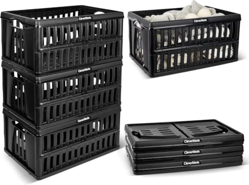 Image of CleverMade Collapsible Utility Crates For Storage, 60L 3 Pack, Ocean