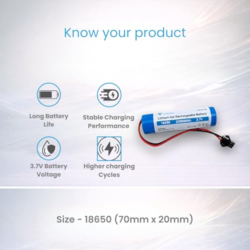 Image of 3.7V 18650 Lithium-Ion Rechargeable Battery for RC Toys & Electronics, JST 2-Pin Connector, Built-in Protection Circuit (2000MAHBLACK)