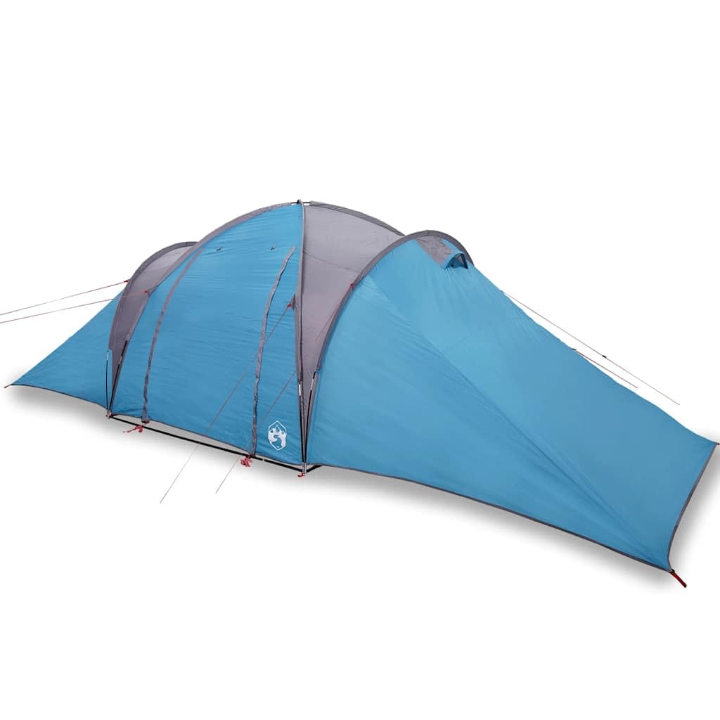 Tente familiale dôme 6 Personnes Bleu imperméable avec auvent, Facile à Monter, légère et Portable pour Camping randonnée et Festival, abri spacieux 3 Chambres avec E-Port, 185T revêtement PU