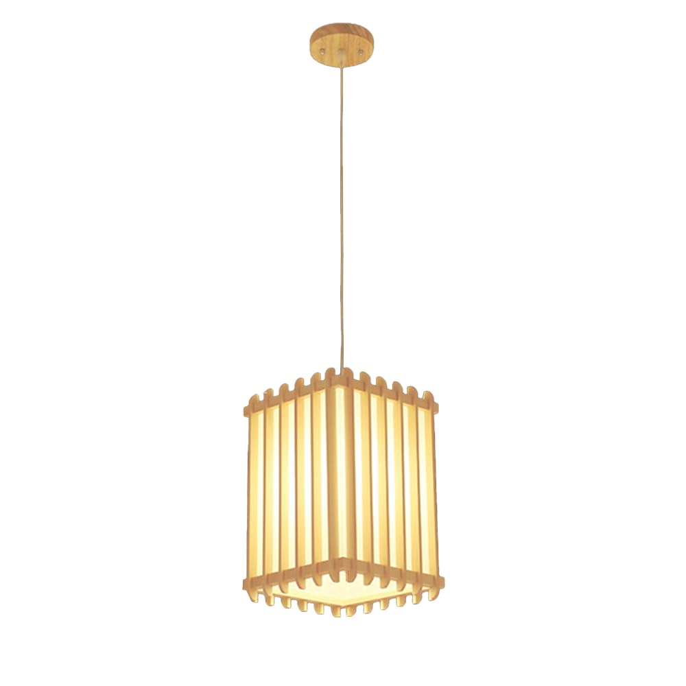KXEcoLife Nordic Pendant Light Wood Hanging Lamp Boho Kitchen Island Lighting Japanese Style Ceiling Lamps for Dining Room Teahouse Cafe Bar
