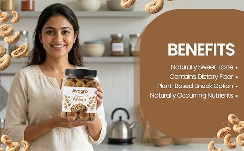 Image of Avogro Premium Anjeer 250Gram | Soft, Juicy and Naturally Dried Figs Dry Fruit | No Added Sugar | Healthy Snack Rich Source Of Fiber | Low in Fat | Jar Pack For Gift