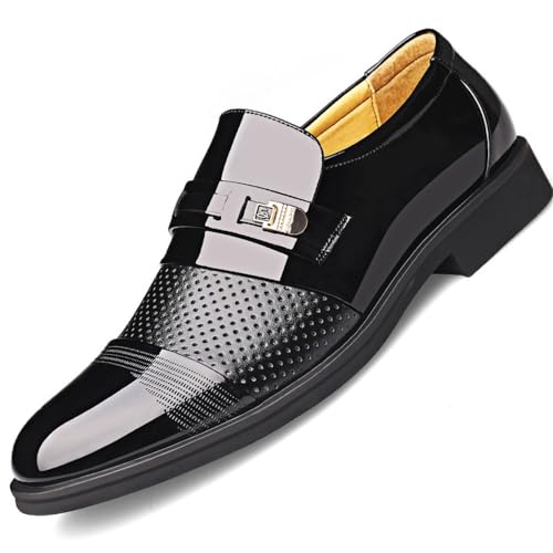 Mens Dress Formal Shoes Pu Leather Uniform Slip On Round Toe Business Block Heel Shoe