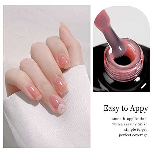 Megior Jelly Gel Nail Polish 15Ml Sheer Pink Gel Polish Translucent Nail Soak Off Uv Nail Polish Neutral Nail Polish Gel For Nail Art Manicure At Home 0.5 Oz #TOP6
