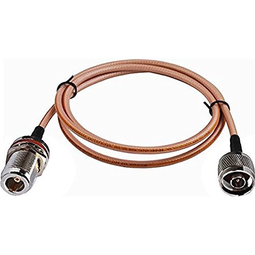 18 inch N Female Bulkhead Mount with Waterproof O-Ring to N Male Cable Using RG142 Coax Ships from USA