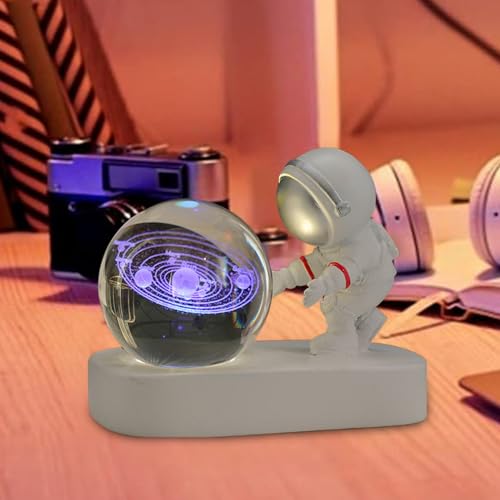 Globe cristal LED astronaute lampe de table rechargeable USB - 3