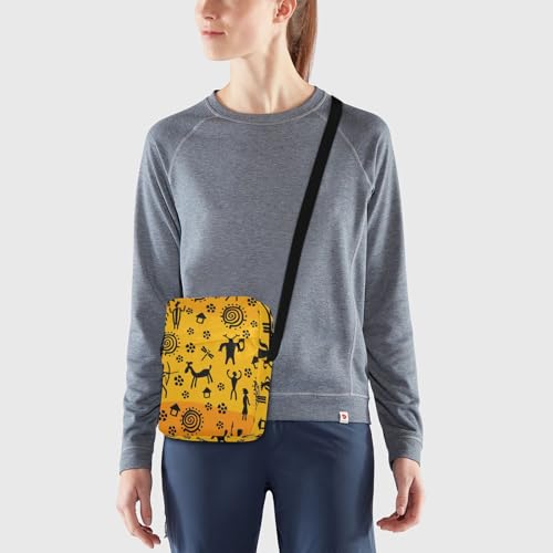 VIGTRO Small Crossbody Bag for Women Men, Tribal African Petroglyphs Messenger Bag Purse with Adjustable Strap, Ethnic Small Shoulder Bag for Travel Outdoor Sports2