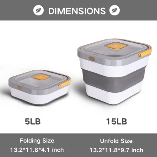 Eassyhoo Dog Food Storage Container, 13Lb Airtight Pet Food Container For Pets, Foldable Food Storage Bin For Cat Food And Bird Feed, Yellow #TOP3