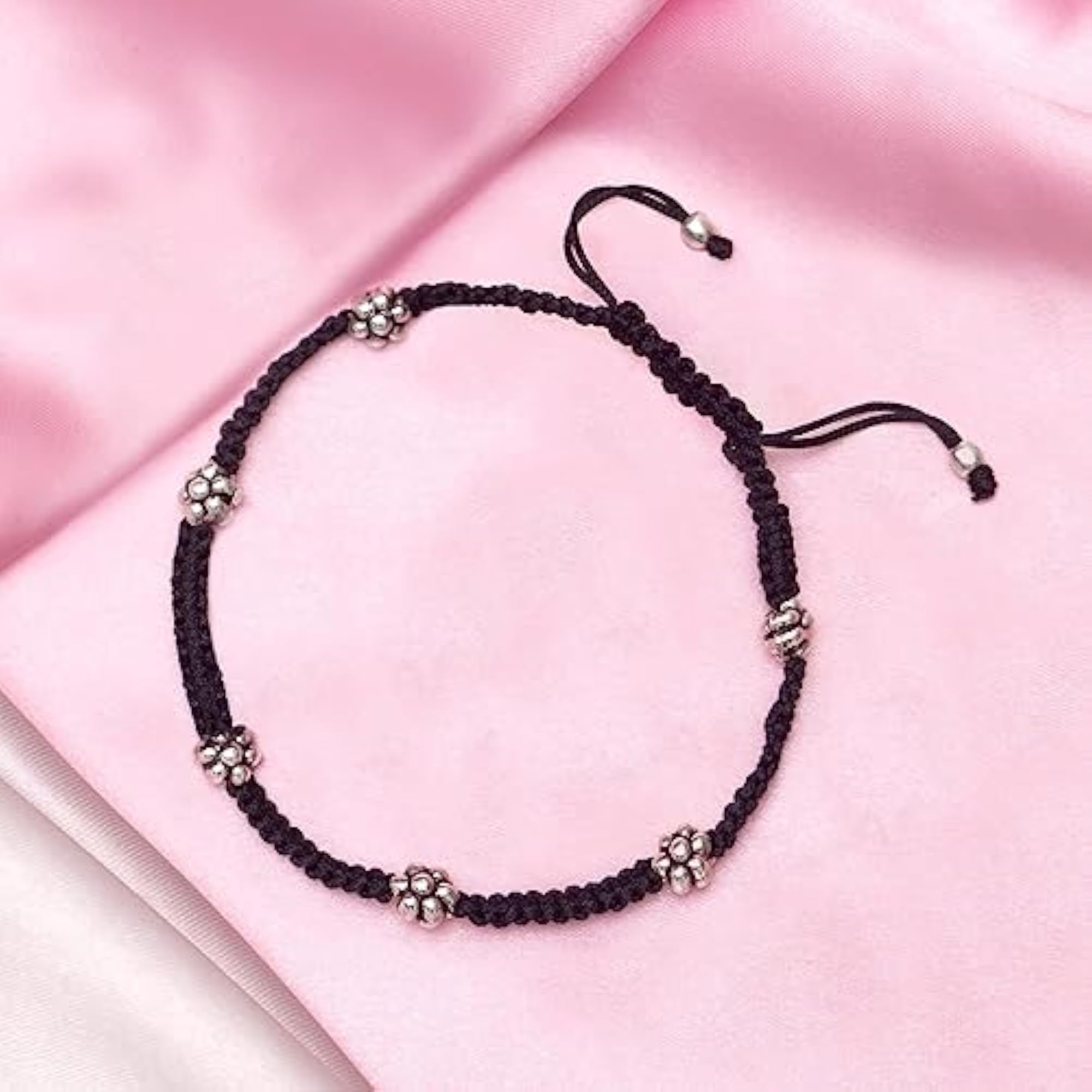 Women's 925 Sterling Silver Modest Floral Thread Anklet