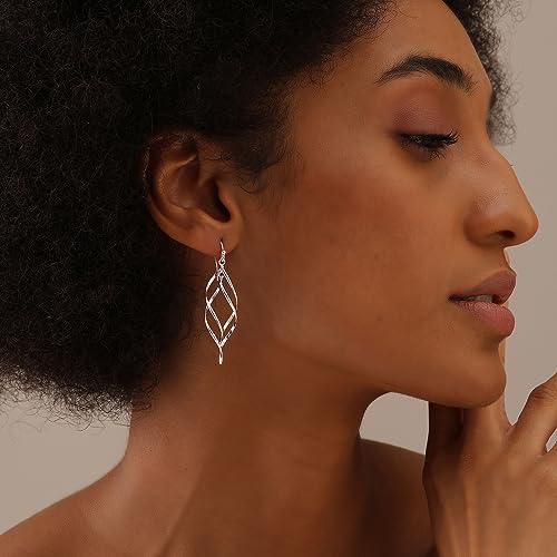 Charmsy 925 Sterling Silver Double Twisted Infinity Dangle Earrings for Women | Linear Marquise Large Loops Classic Infinity Drop Dangle Earrings2