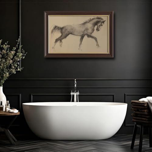 Image of Framed Vintage Highland Cow Canvas Wall Art, Black and Brown Cattle Portrait Canvas Prints Pictures, Rustic Farmhouse Wall Decor for Living Room Bedroom Farmhouse Kitchen