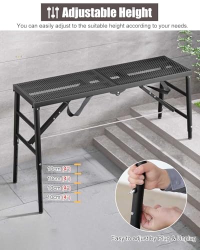 Andamios Multiusos, Plataforma metálica Plegable para Andamios, Escalera de Plataforma de Trabajo Antideslizante, Banco de Trabajo para Interiores y Exteriores para escal