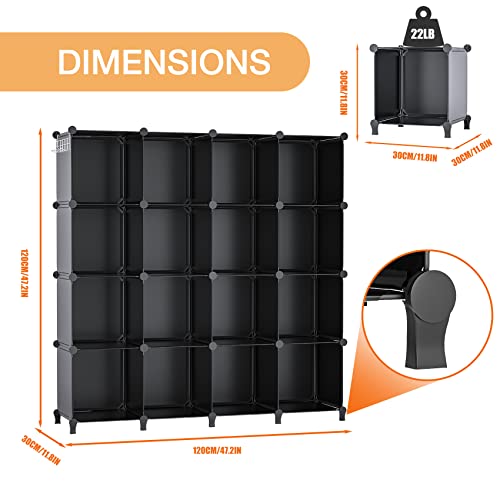 Neprock 16 Cubby Storage Organizer,Closet Clothes Storage Organizer,Cube Shelves Closet Organizers And Storage Shelves For Clothing Storage With Metal Hammer, Bookshelf For Kids #TOP2