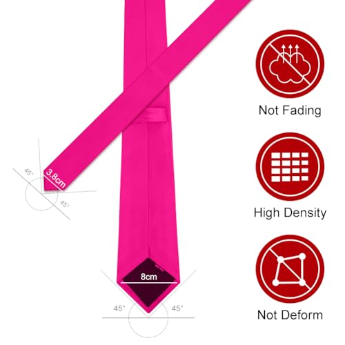 URAQT Herren Krawatten, Satin Elegant Krawatte 8 cm für Herren, Klassische Hochzeit Krawatte für Büro oder Festliche Veranstaltungen (Pink Lila)