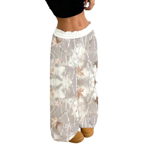 Image of Camo Pants Women Wide Leg Sweatpants Baggy Y2K Camoflage Pants Elastic Waisted Loose Casual Lounge Trousers Joggers