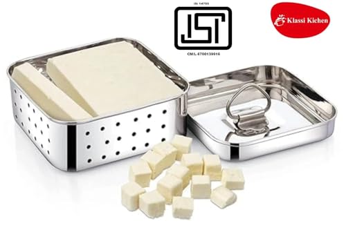 Image of Klassi Kichen Stainless Steel Square Shape Indian Paneer /Mould Maker 450ml Collapsible Strainer (Silver Pack of 1)